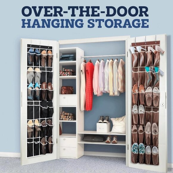 Zober Over The Door Shoe Organizer - 24 Breathable Pockets, Hanging Shoe Holder - Picture 3 of 3